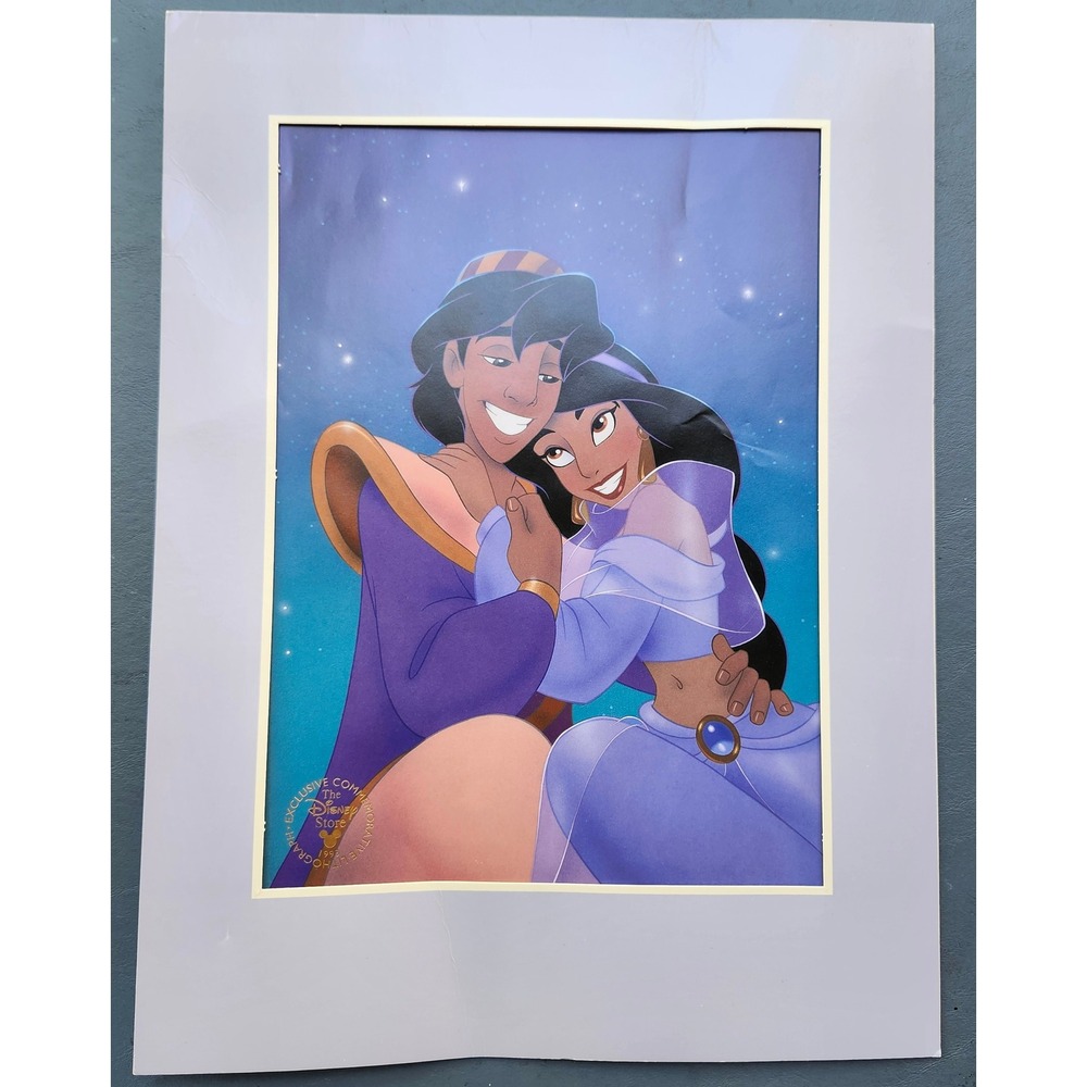 Vintage 1993 Disney‎ Store Aladdin Jasmine Commemorative Lithograph Art Print